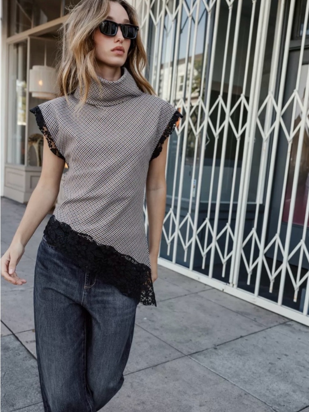 Zara Black Lace-Trim Sleeveless Knit Top